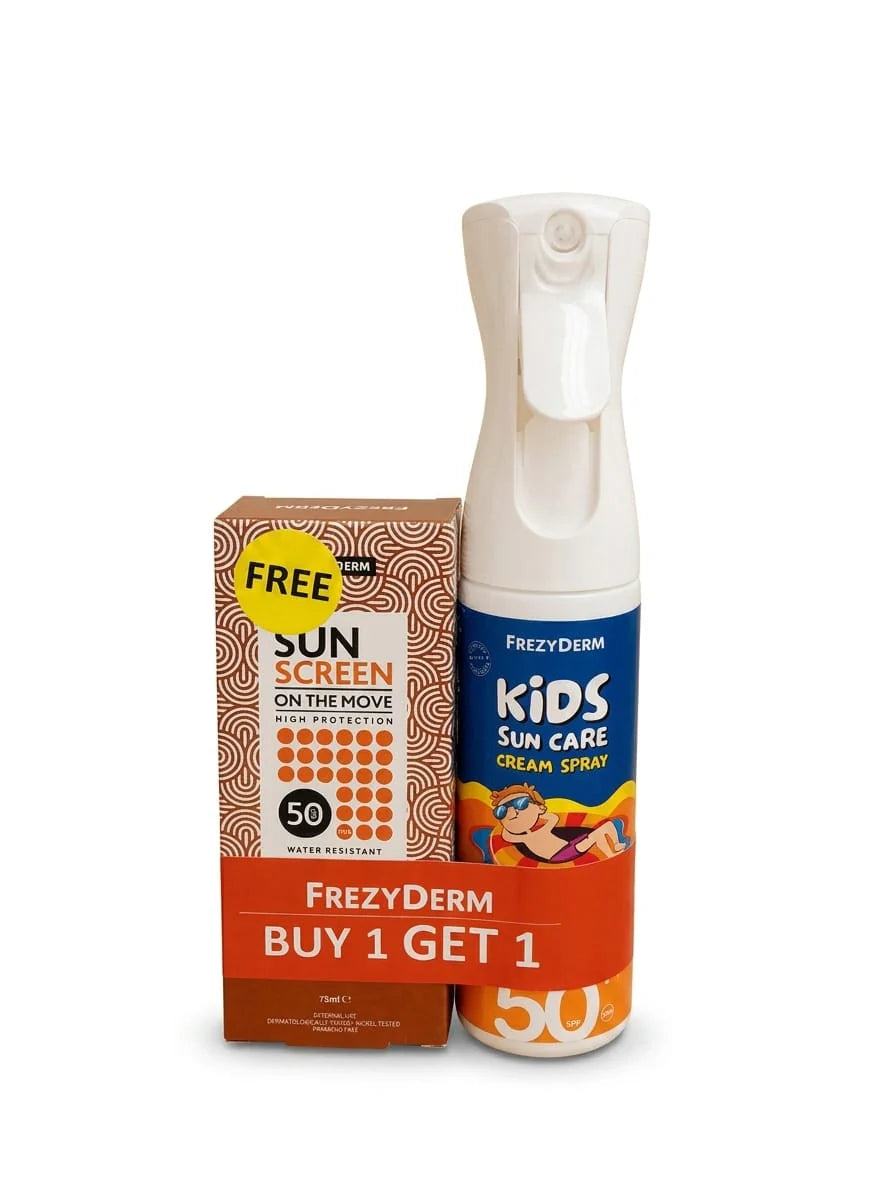 Frezyderm Kids Sun Care Cream Spray SPF 50+ 200 ML + Free Sunscreen on the Move 75 ML