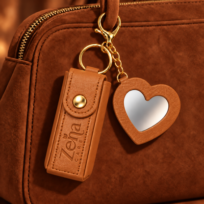 ZeinaCare Lip Balm Pouch & Heart Mirror + Free Beesline Lip Balm
