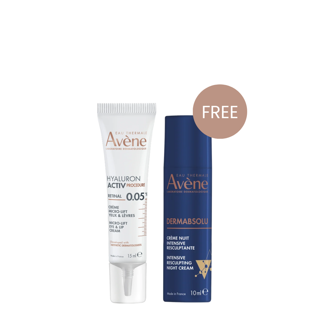 Buy Avene Hyaluron Activ Micro-Lift Eye & Lip Cream l 0.05% Retinal 3x more active than Retinol 15mL & Get Free Gift - DermAbsolu Intensive Resculpting Night Cream 10mL