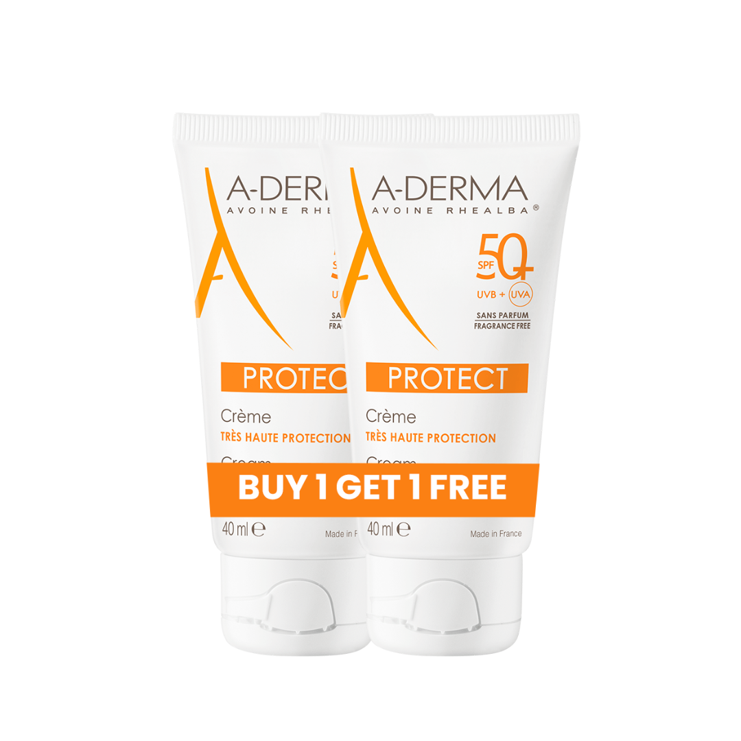 Buy 1 Get 1 Protect Fragrance Free Face Sunscreen for dry, sensitive skin 2x40ml