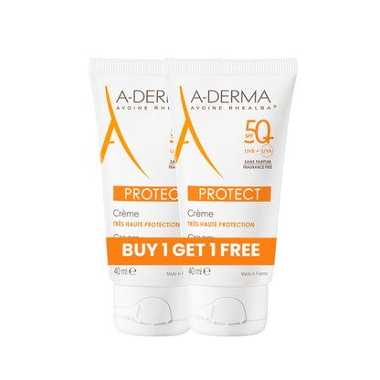 Buy 1 Get 1 Protect Fragrance Free Face Sunscreen for dry, sensitive skin 2x40ml