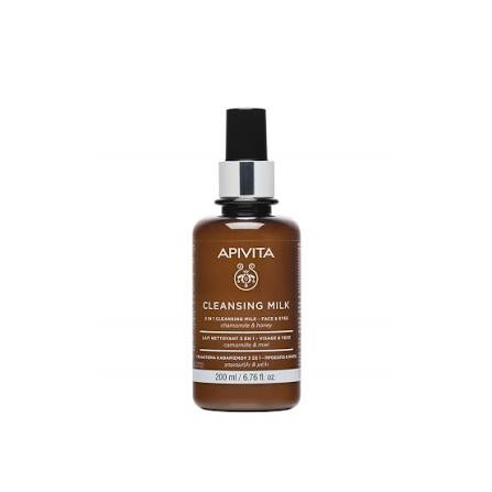 Apivita 3 In 1 Cleansing Milk For Face & Eyes With Chamomile & Honey 200ml