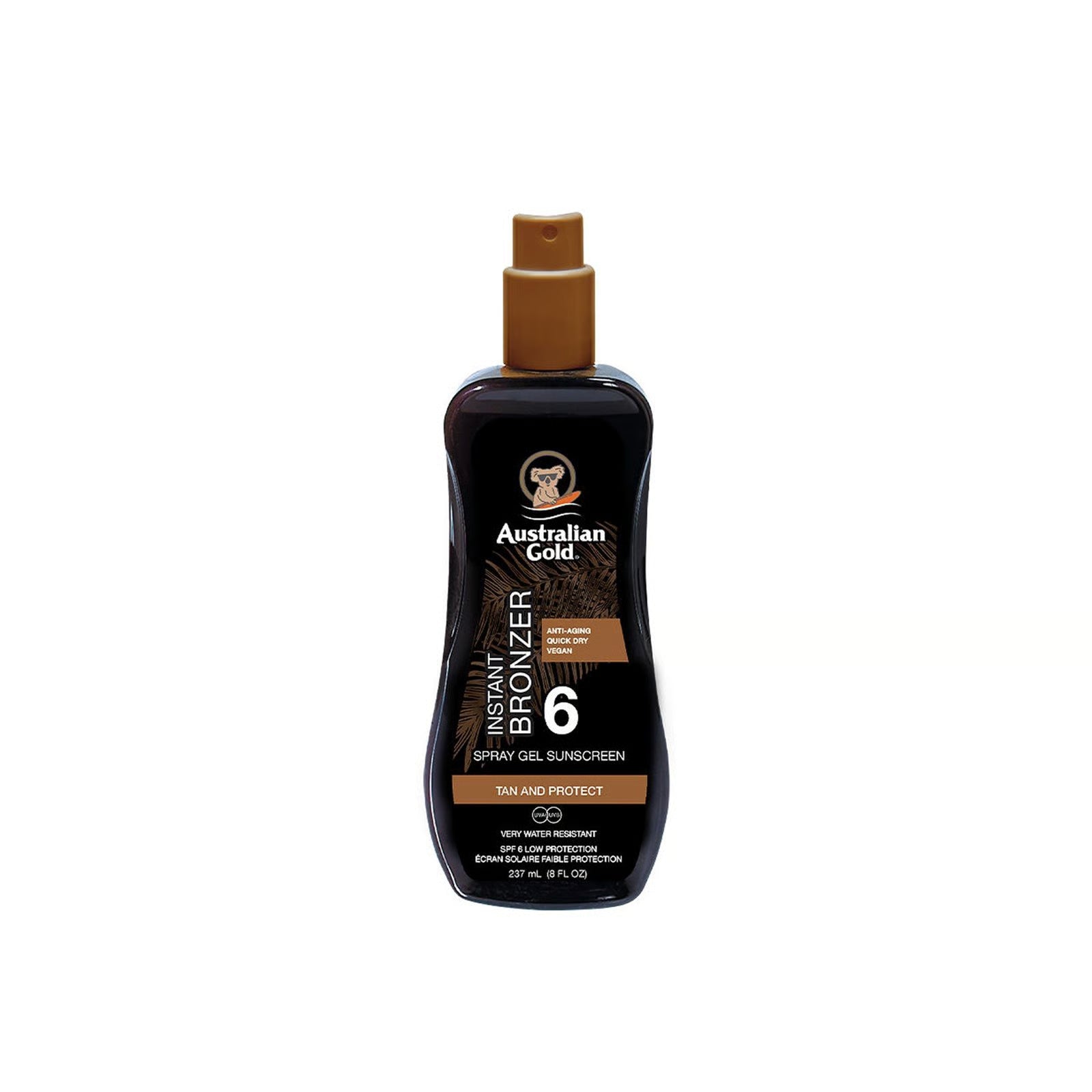 Instant Bronzer Spray Gel Sunscreen SPF 6 Tan and Protect 237 ML