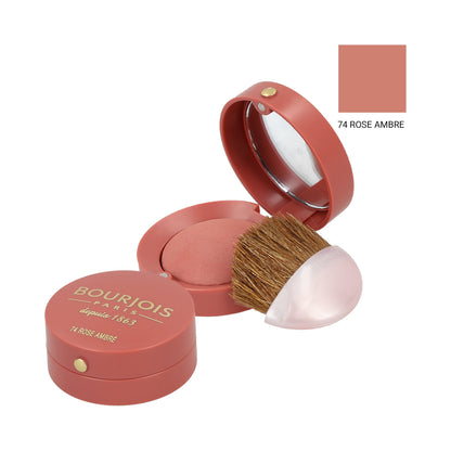 Bourjois Blush Boite Ronde 74 Rose Ambre open compact and applicator