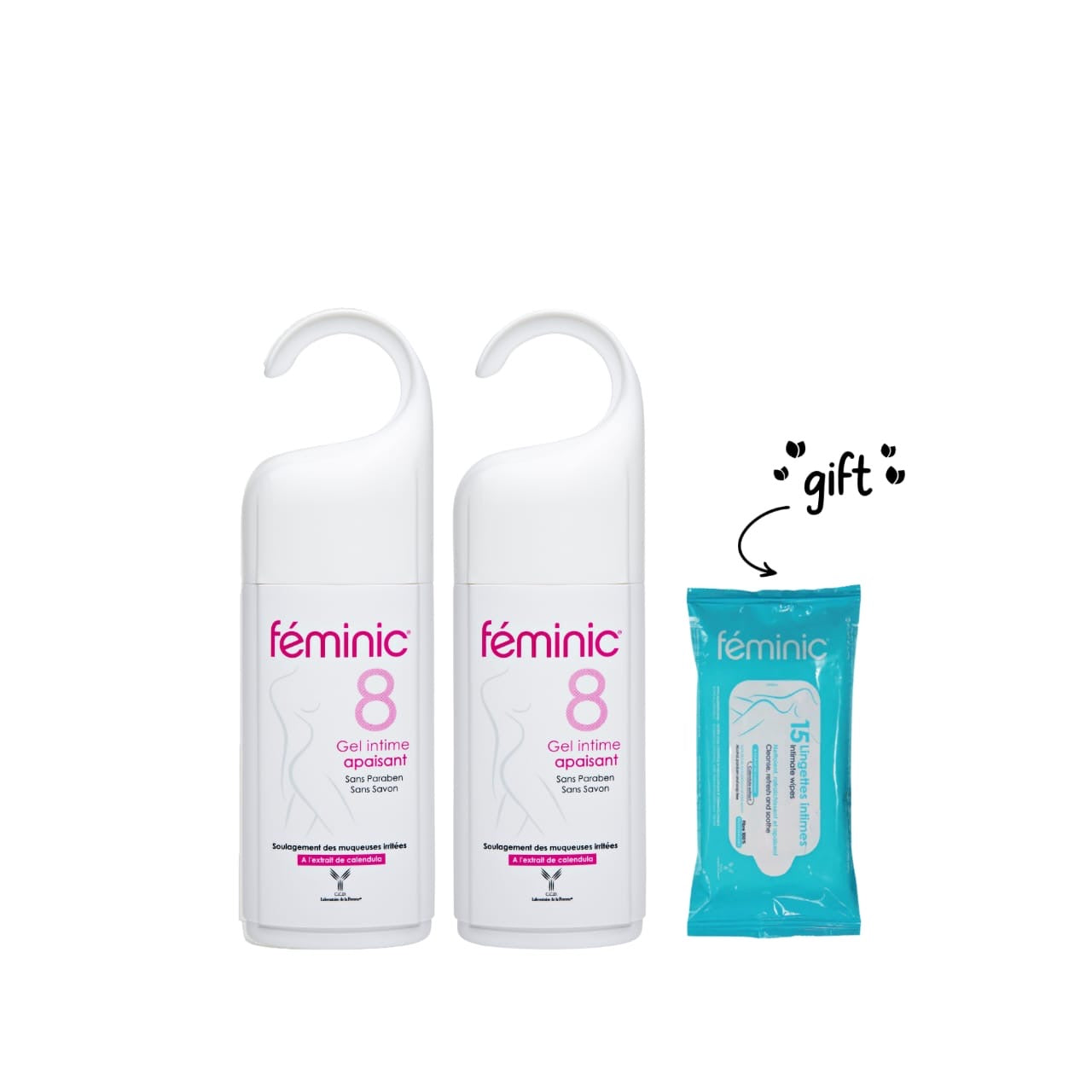 2 x Feminic 7 Gentle Intimate Gel 200 ML + Free Intimate Wipes