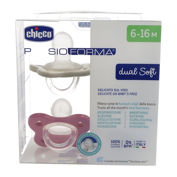 Chicco PhysioForma Dual Soft Orthodontic Pacifier Pink 6-16 M