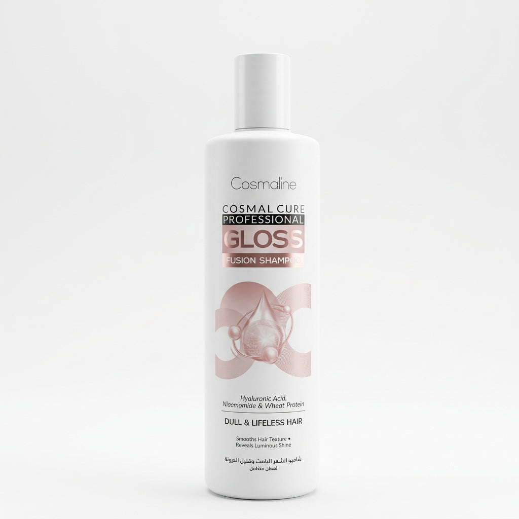 Cosmaline Cosmal Cure Professional Gloss Fusion Shampoo – 500 mL actual supplier front packaging