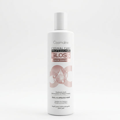 Cosmaline Cosmal Cure Professional Gloss Fusion Shampoo – 500 mL actual supplier front packaging