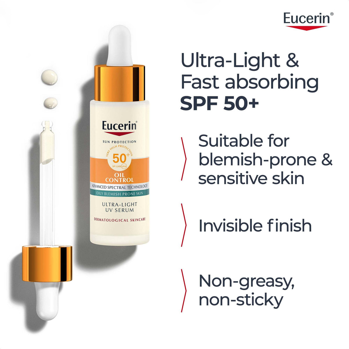 Eucerin Oil Control Ultra-Light UV Serum SPF 50+ benefits
