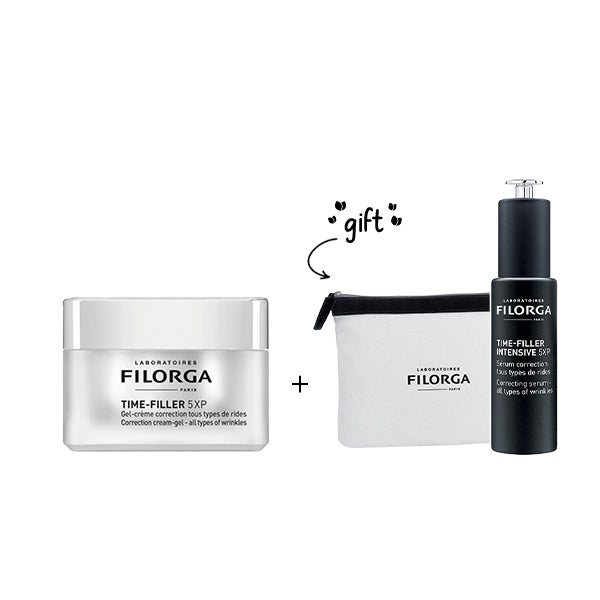 Filorga Time Filler 5XP Gel-Cream + Full Size Time-Filler Intensive 5XP Serum + Pouch