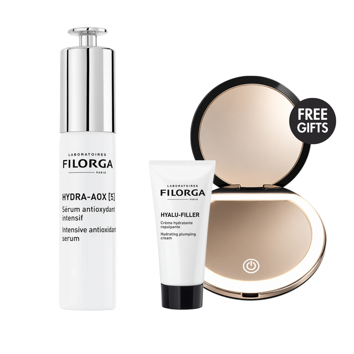Filorga Hydra-AOX [5] 30mL bundle with Hyalu-Filler Cream 15mL and LED mirror