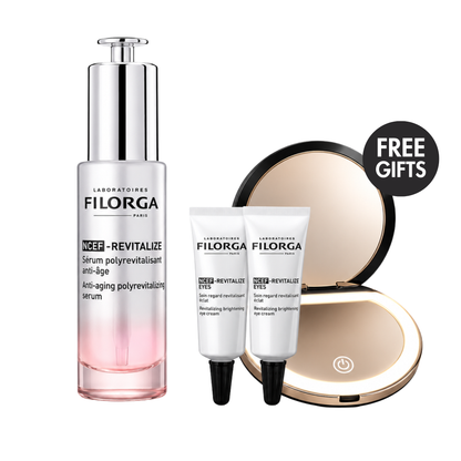 Filorga NCEF-Revitalize Serum 30mL bundle with 2 NCEF-Revitalize Eyes 5mL and LED mirror