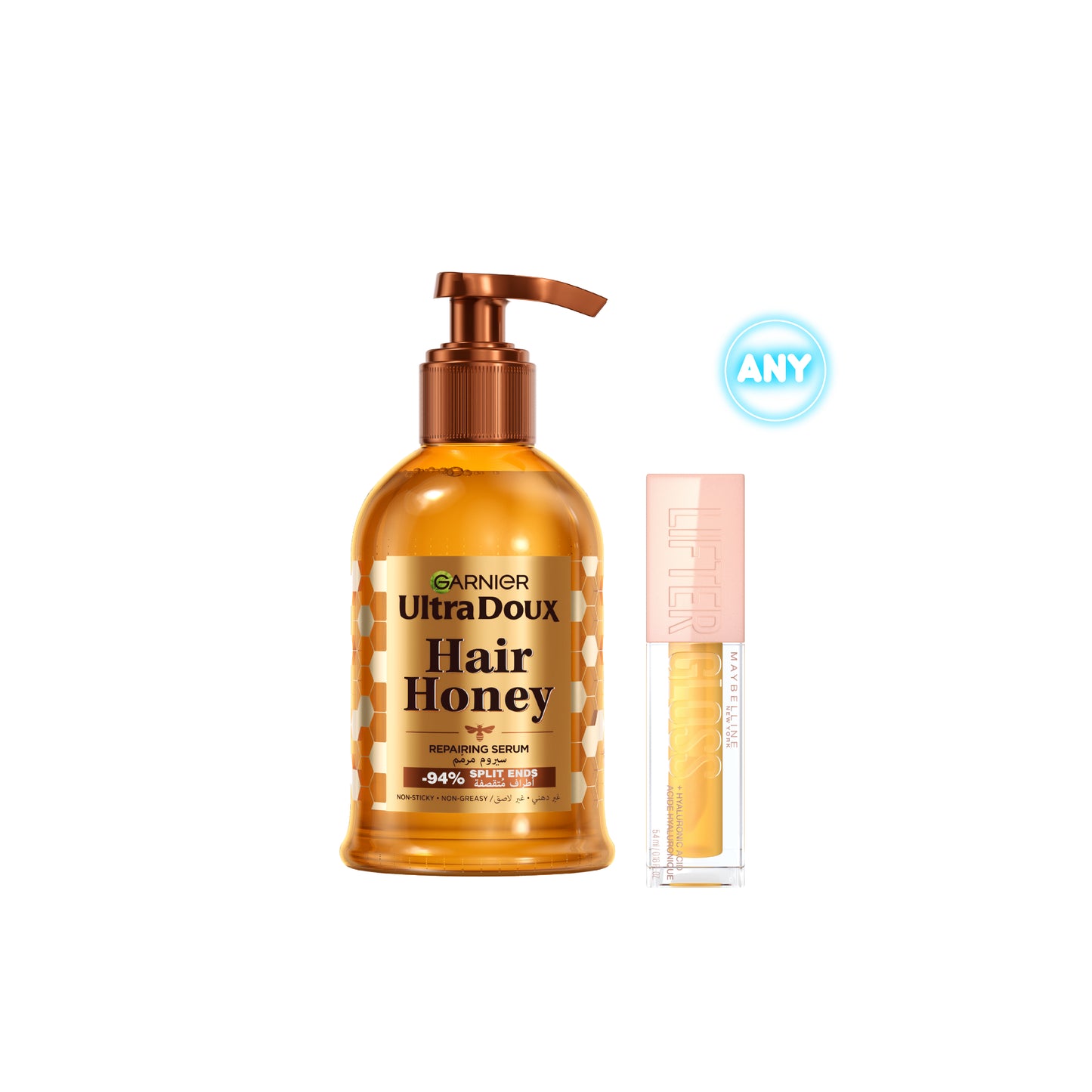 Ultra Doux Hair Honey Treasures Repairing Serum for Damaged Hair 115 ML + New York Lifter Gloss