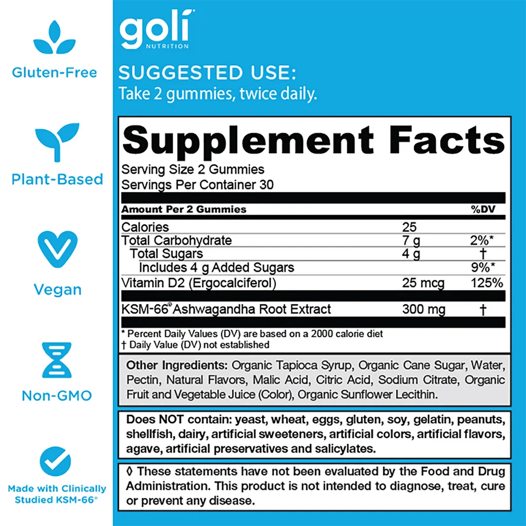 Goli Ashwagandha Gummies Supplement Facts