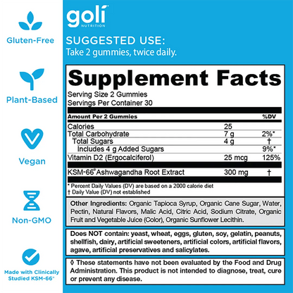 Goli Ashwagandha Gummies Supplement Facts