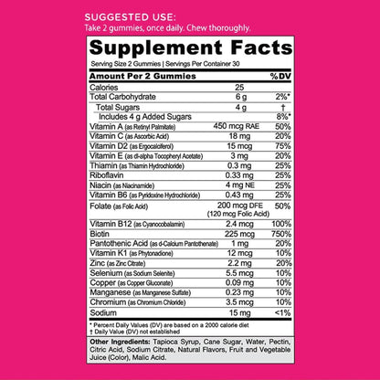 Goli Women's Complete Multi Gummies Supplement Facts