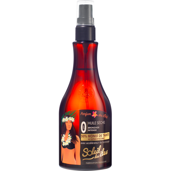Huile Sèche Enrichie Au Monoï De Tahiti, Au Safran D'Océanie Et En Accélérateur De Bronzage.150 Ml