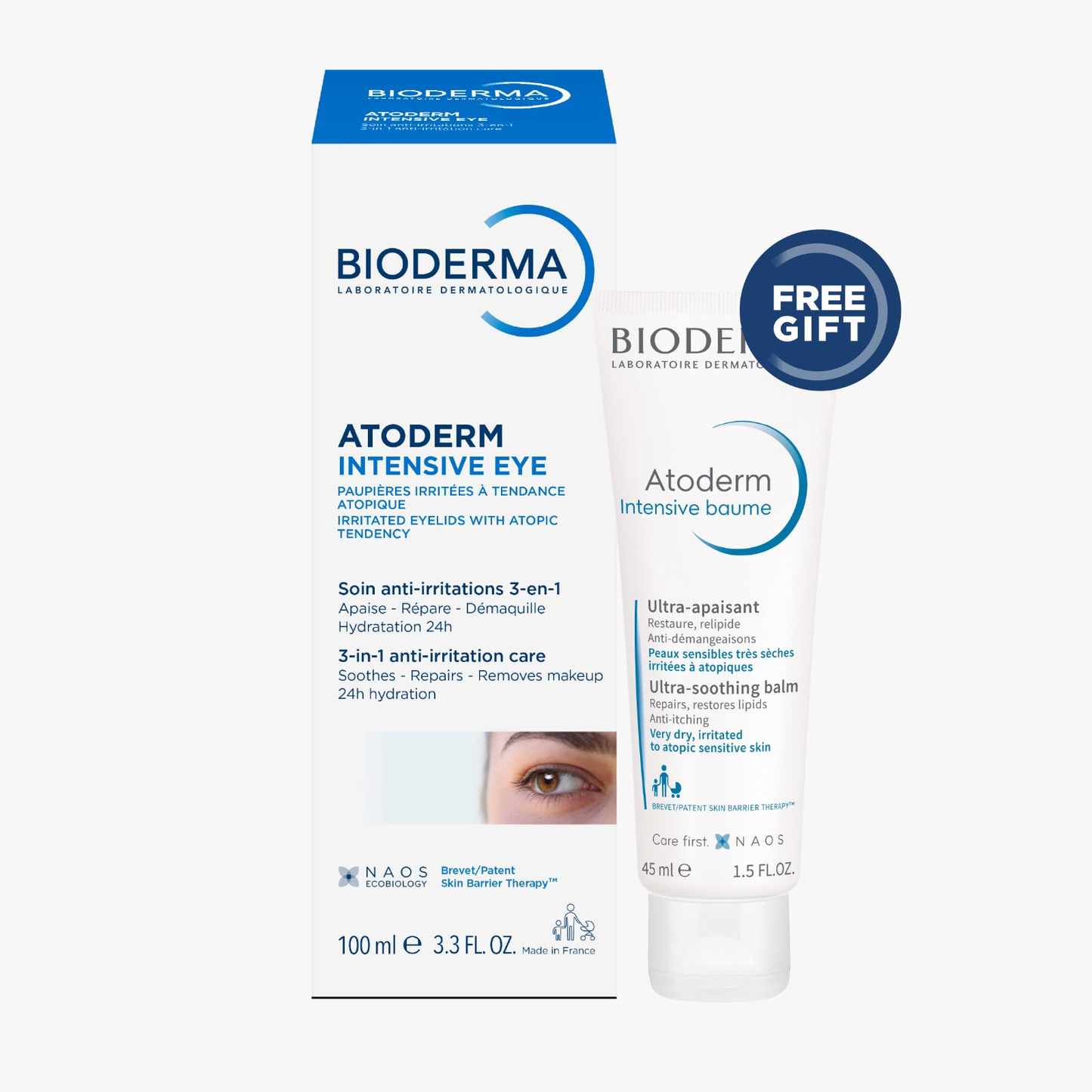 Buy Atoderm Intensive Eye 3-in-1 Anti-Irritations Care 100 ML & Get Free Gift - Atoderm Intensive Baume 75 ML
