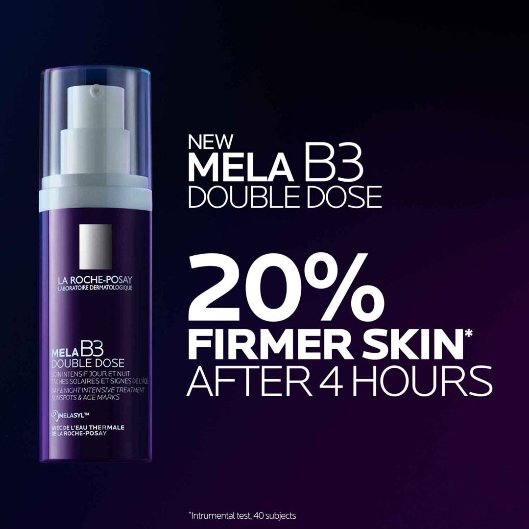 Mela B3 Double Dose 20 percent firmer skin after four hours manufacturer study