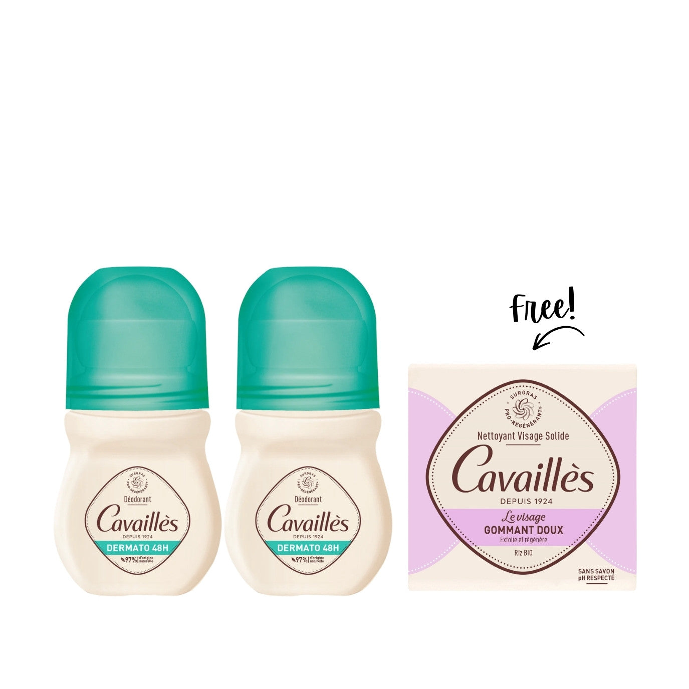 Buy 2 Dermato Deodorant Roll-on 50 ML & Get 1 Free Solid Face Wash - Gentle Exfoliant