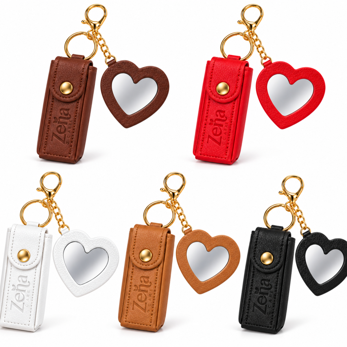ZeinaCare Lip Balm Pouch & Heart Mirror + Free Beesline Lip Balm