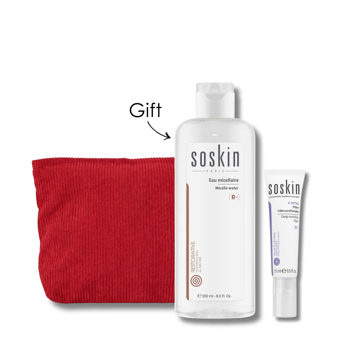 C Vital Deep Wrinkles Filler Eyes & Lips 15 ML + Free Micellar Water 250 Ml + Free Red Pouch