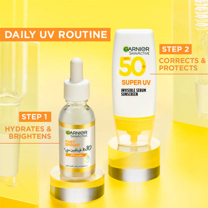 Garnier Super UV Invisible Serum Sunscreen With Spf50 For All Skin Types 30mL