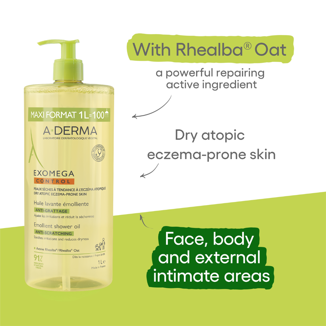 Exomega Control Emollient anti-scratch soothing & cleansing oil for eczema-prone skin 1L