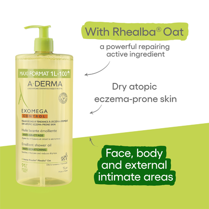 Exomega Control Emollient anti-scratch soothing & cleansing oil for eczema-prone skin 1L