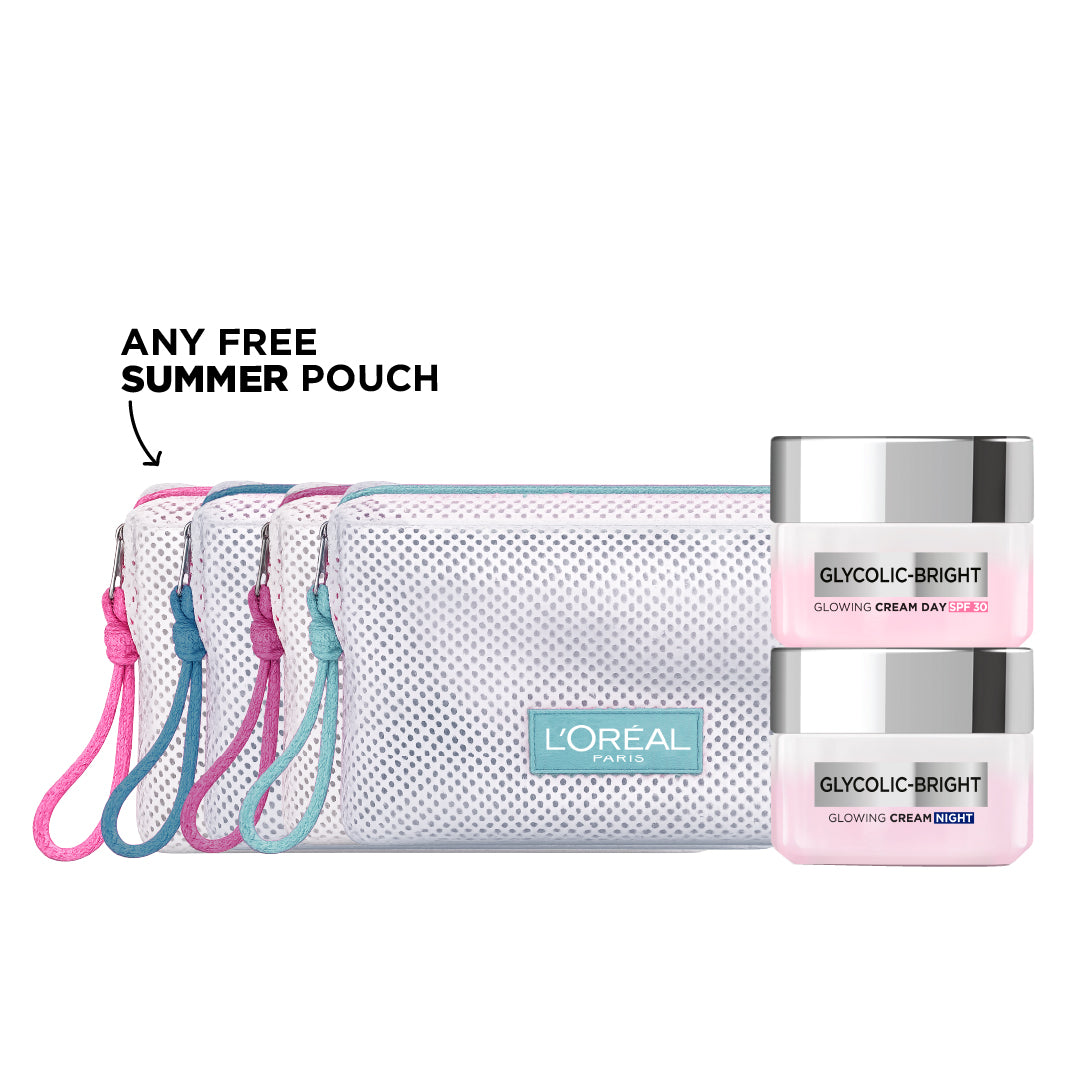 Buy Glycolic Bright Glowing Night Cream 50 ML + Glycolic Bright Glowing Day Cream 50 ML SPF17 & Get Free Gift - Summer Pouch