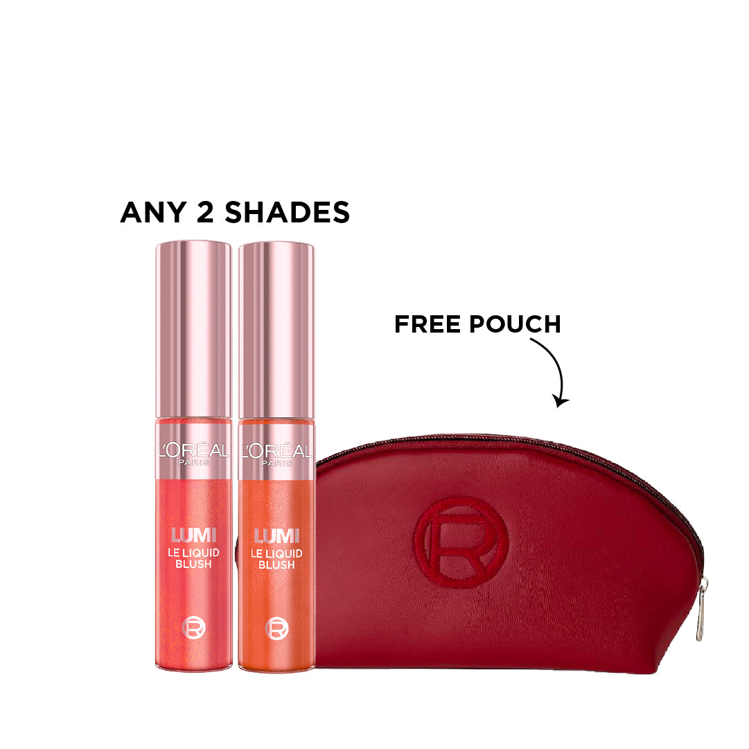 Get Free Cannes Red Pouch with Any 2 Shades of LUMI Blush Liquide