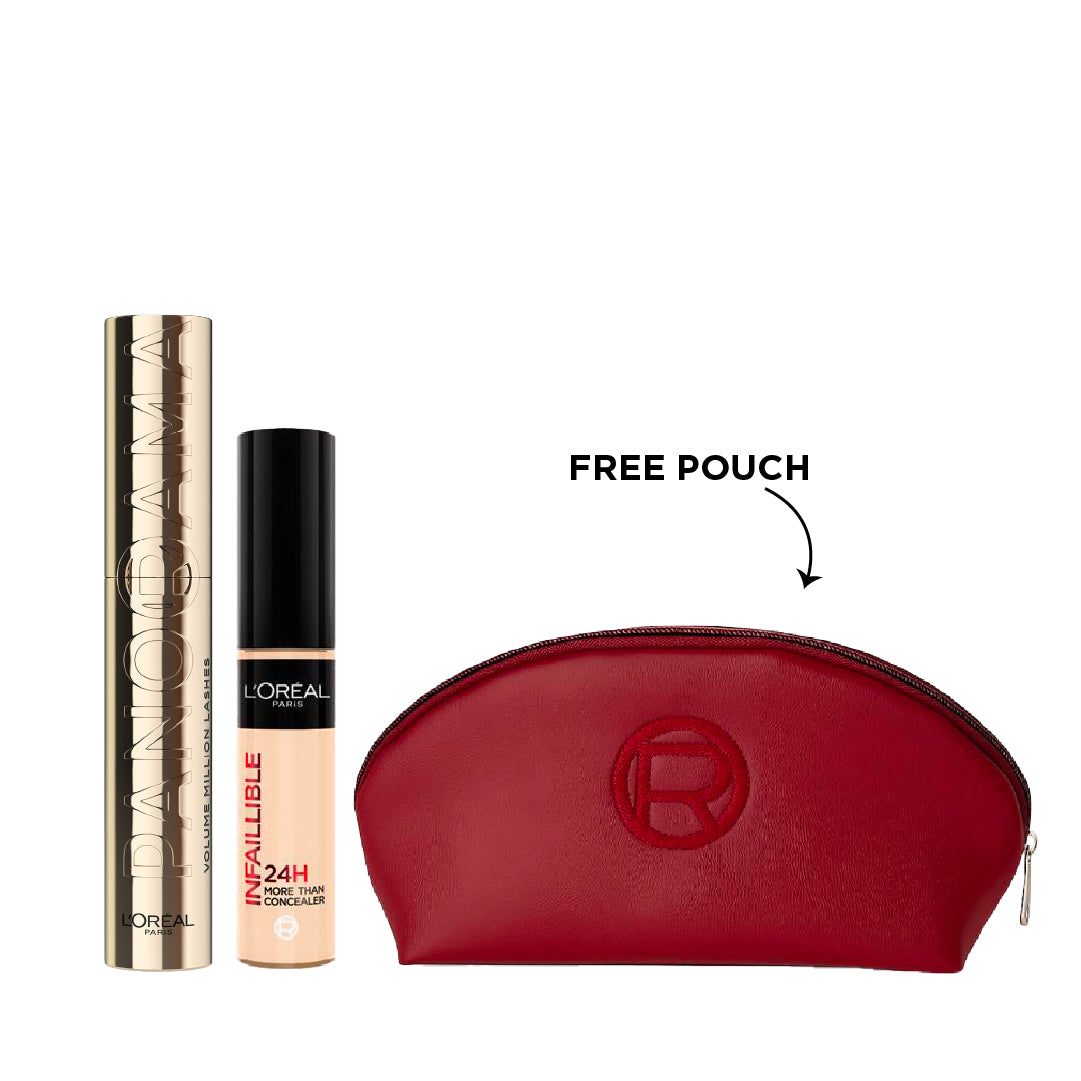Infaillible Full Wear Concealer + Voluminous Panorama Volumizing & Lengthening Mascara + Gift - Cannes Red Pouch