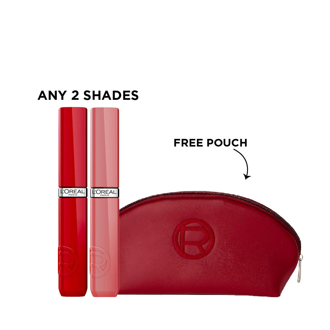 Get Free Cannes Red Pouch with Any 2 Shades of L’Oréal Paris Infallible Laque Resistance Liquid Lipstick