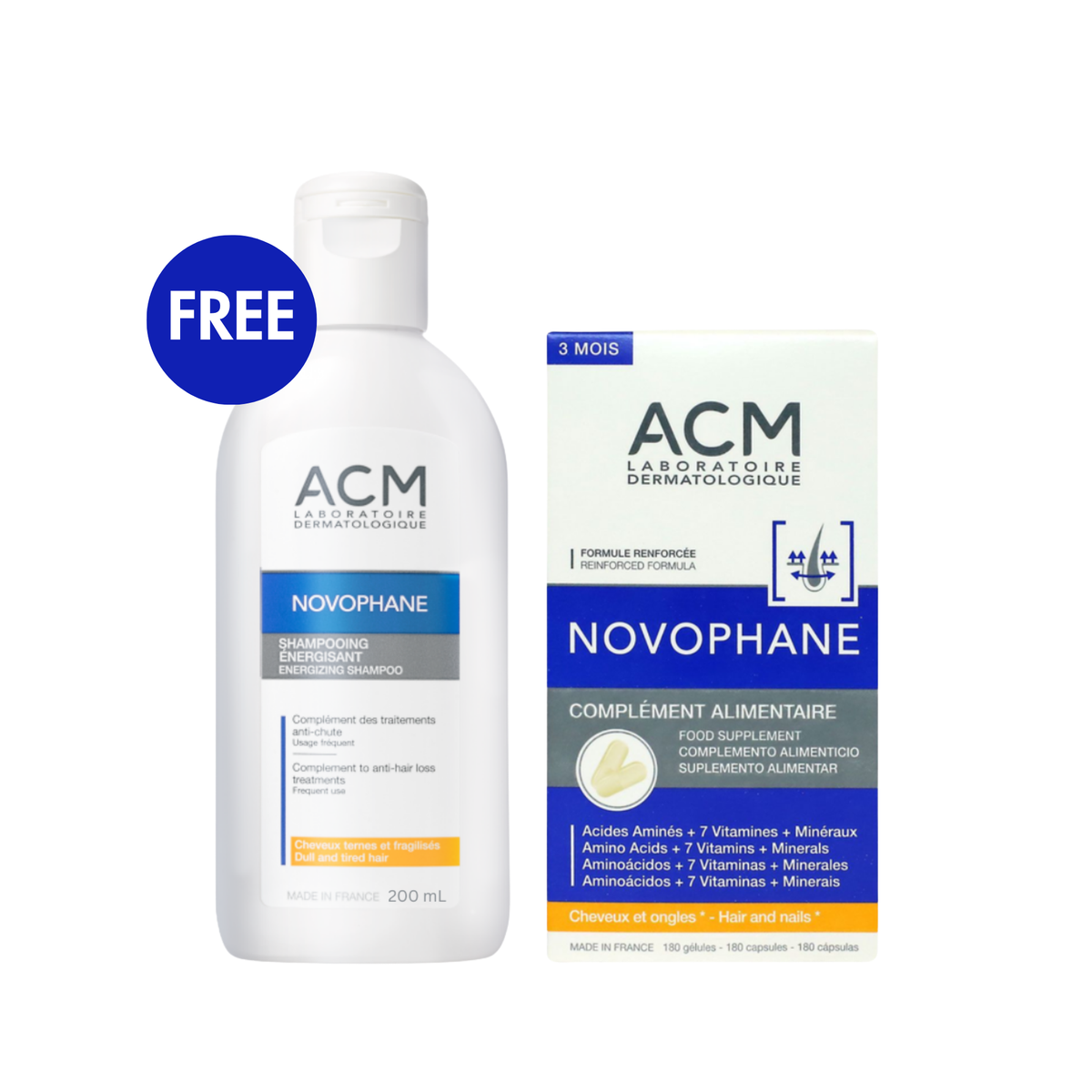 ACM Novophane Capsules + Energizing Shampoo 100ml Bundle