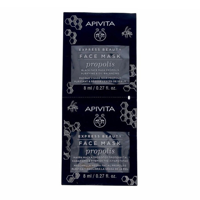APIVITA Express Beauty Black Face Mask Propolis Purifying & Oil-Balancing 2 x 8ml