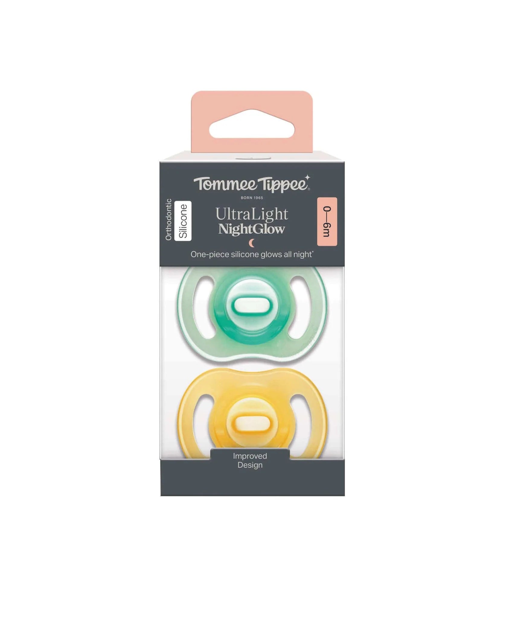 Ultra-Light Night Glow Orthodontic Silicone X2 Soothers 0-6M