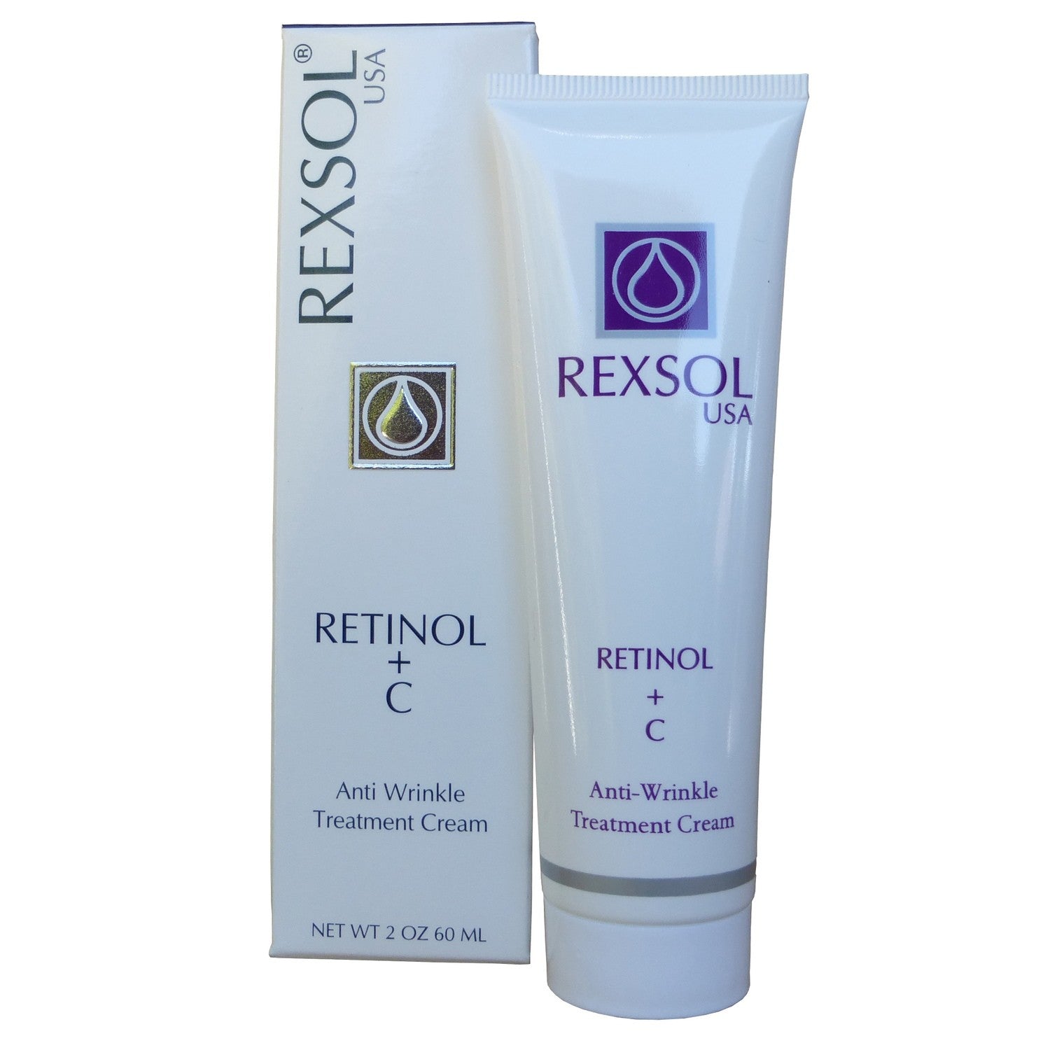 Rexsol Retinol + C Anti-Wrinkle Treatment Cream – 60 mL official white-background product packaging