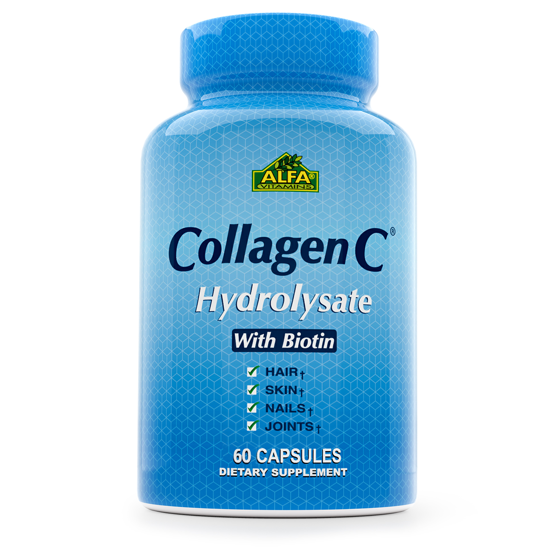 Alfa Vitamins CollagenC Hydrolysate with Biotin 60 Capsules product bottle front