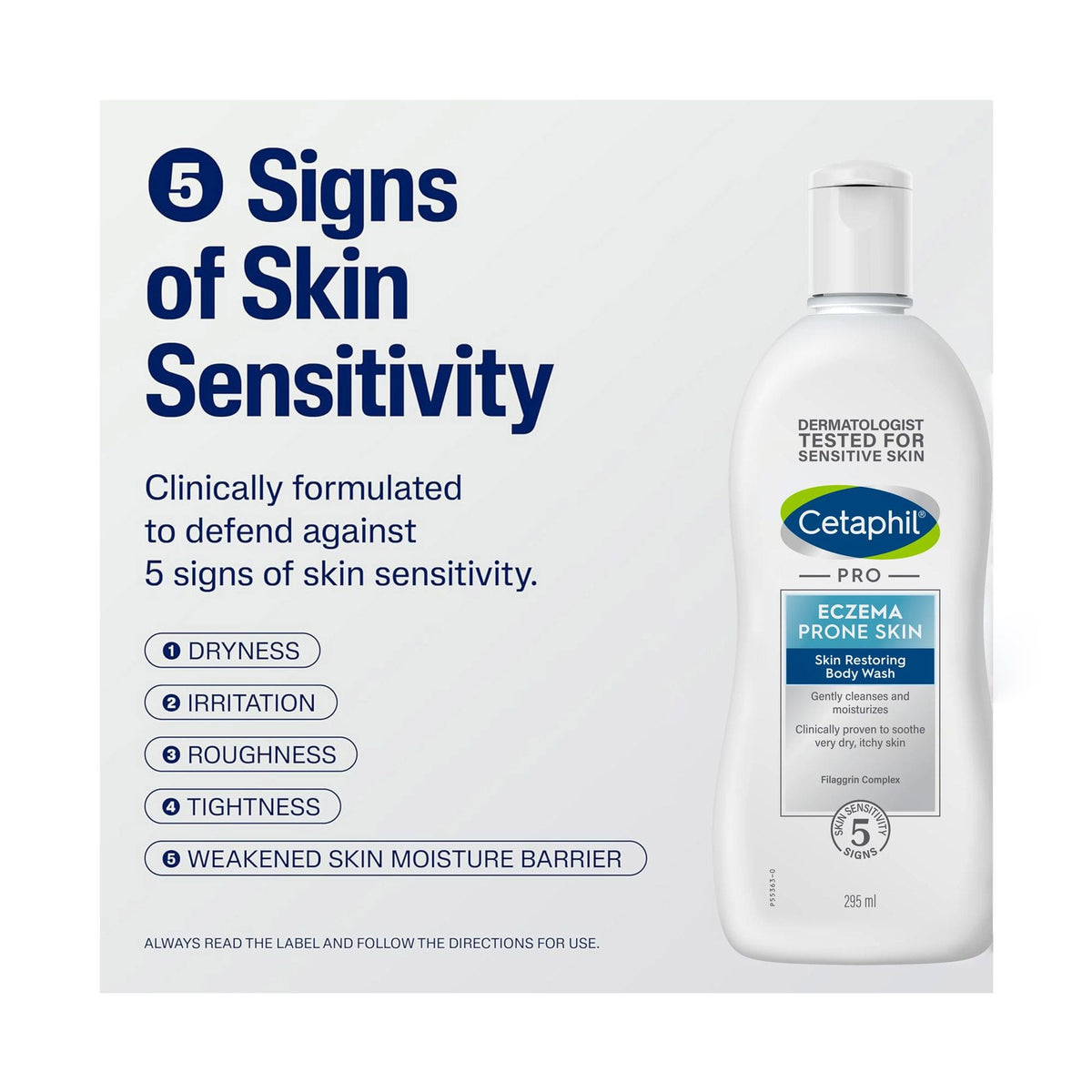 Cetaphil PRO Eczema Prone Skin Restoring Body Wash 295ml five signs of sensitivity