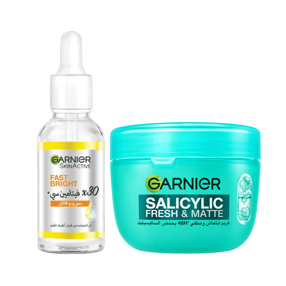 Garnier Salicylic Sorbet + Vitamin C Day Serum — exact Garnier Face & Body Cream and Vitamin C serum