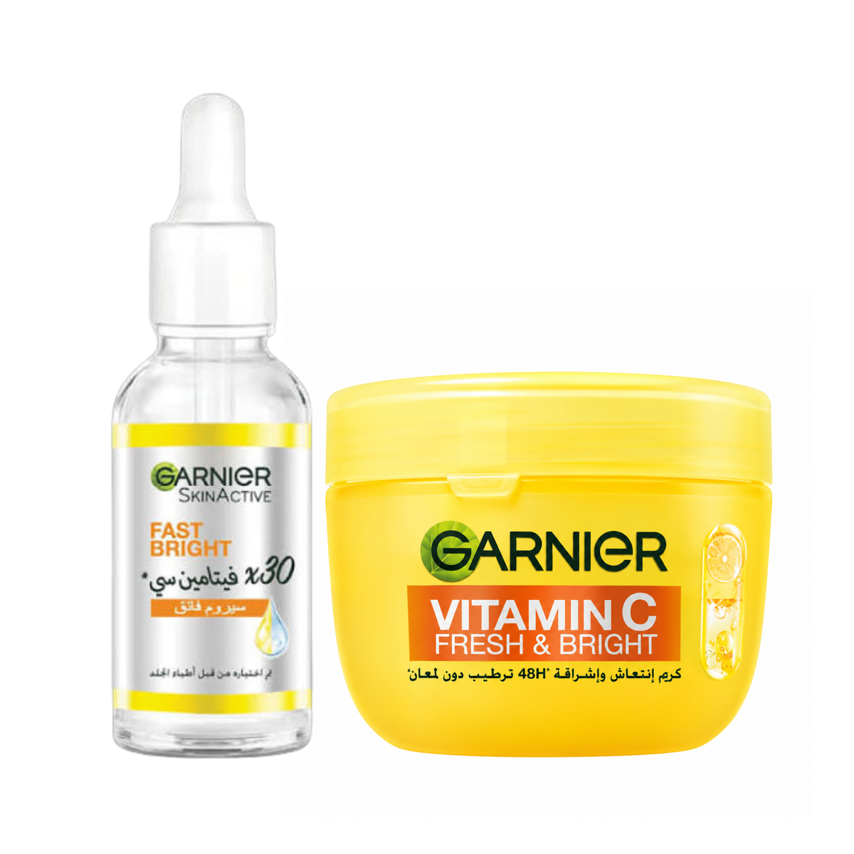 Garnier Vitamin C Sorbet + Vitamin C Day Serum — exact Garnier Face & Body Cream and Vitamin C serum