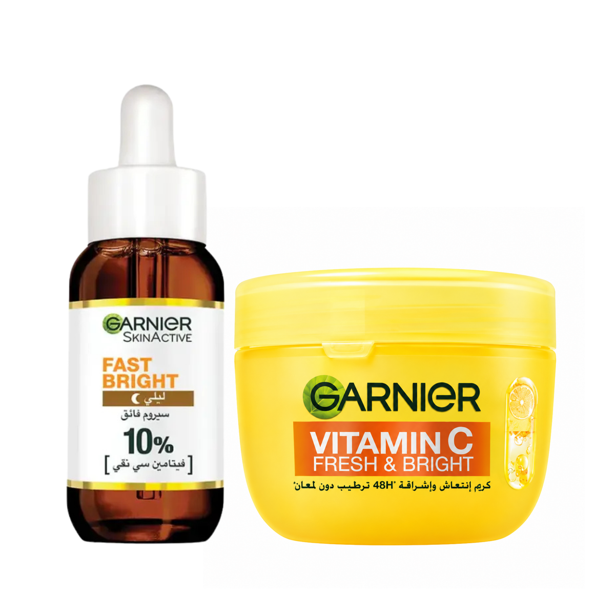Garnier Vitamin C Sorbet + Vitamin C Night Serum — exact Garnier Face & Body Cream and Vitamin C serum