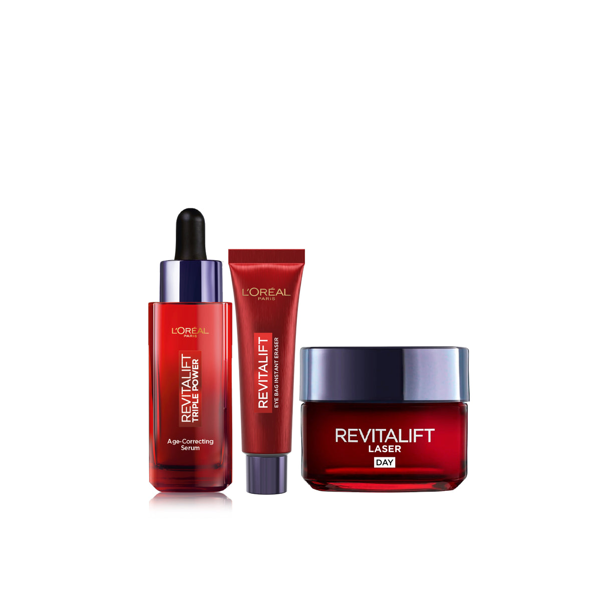L'Oréal Paris Revitalift Laser bundle 2: Revitalift Laser Triple Power Serum 30mL + Revitalift Day Cream 50mL + Revitalift Triple Power Eye Bag Instant Corrector 15mL