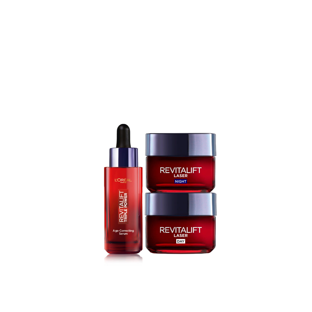 L'Oréal Paris Revitalift Laser bundle 4: Revitalift Laser Triple Power Serum 30mL + Revitalift Day Cream 50mL + Revitalift Night Cream 50mL